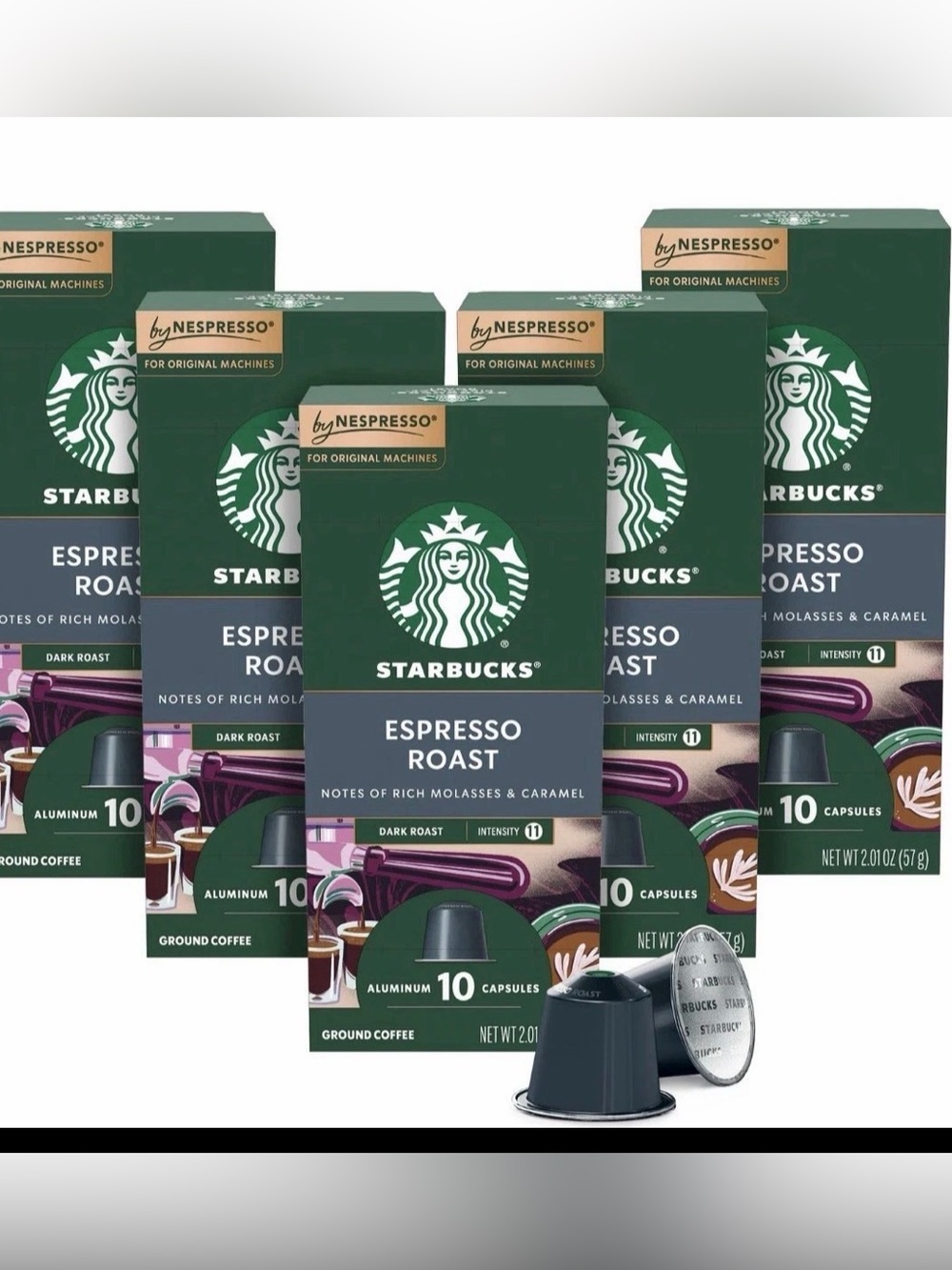 Starbucks by Nespresso Original 10 Count (Pack of 5), Espresso Dark Roast NEW